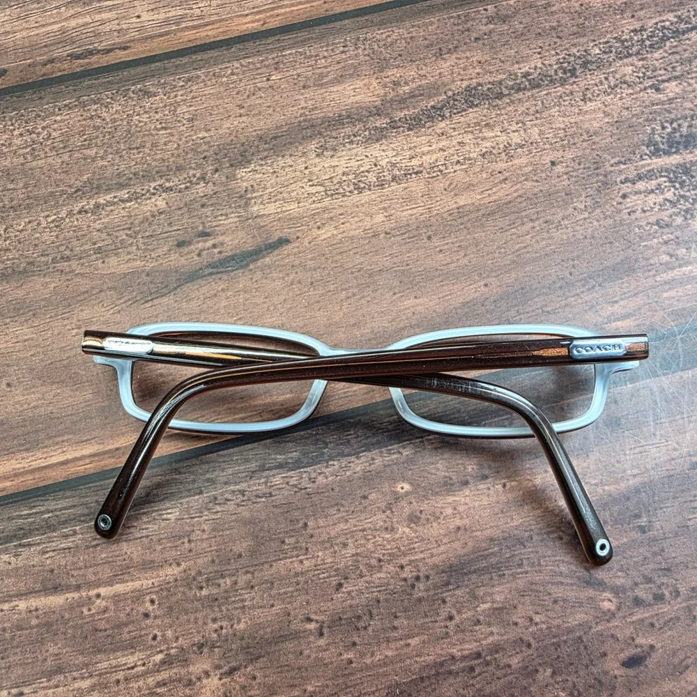 Coach Women Eyeglasses Dark Brown Light Blue Signature C Rectangular 47-17-135